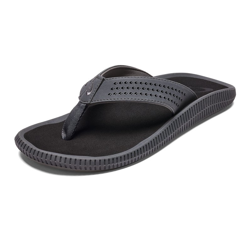 OLUKAI Ulele Men's Beach Sandals, Water Resistant Flip Flops, Arch Support & Comfort Fit, Lightweight & Durable, Enhanced Grip & Traction, Dk Shadow/Black, 8 - Image 1